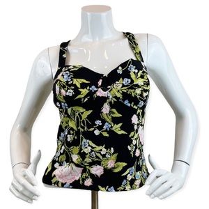Leith Floral Cutout Front Top